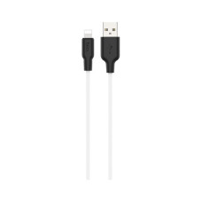 Дата кабель USB 2.0 AM to Lightning 2.0m 2.4A silicone X21 black+white HOCO (6931474713780)