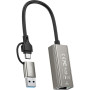 Адаптер USB-C + USB A to RJ45 Ethernet 100Mbps XO (HUB018.black) Адаптер USB-C + USB A to RJ45 Ethernet 100Mbps XO (HUB018.black)