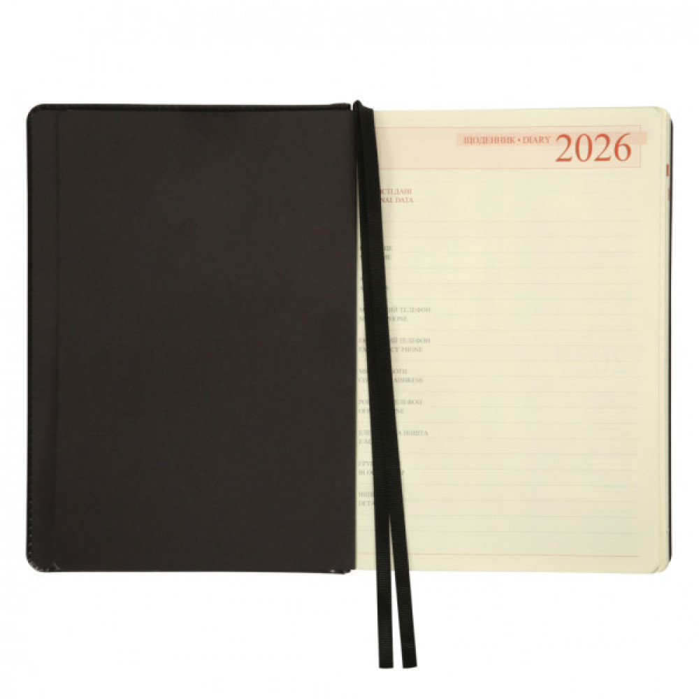 Тижневик Leo planner А5 датований 2026 "City", твердий, чорний, 368 сторінок (252661)