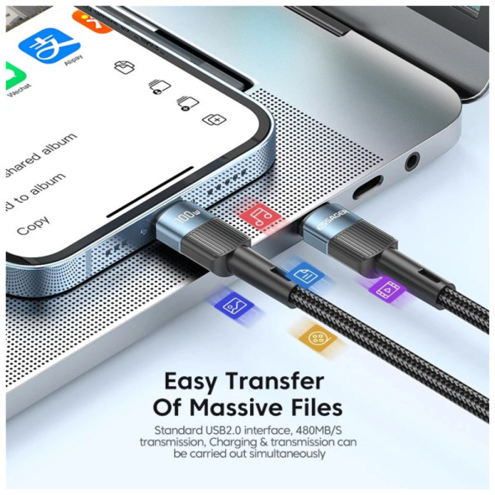 Дата кабель USB-C to USB-C 0.5m 100W black Essager (EXCTT1-XCB01)