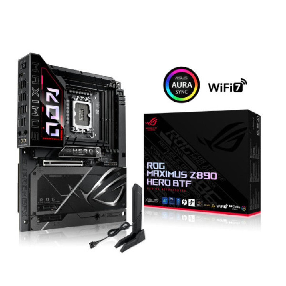 Материнcька плата ASUS ROG MAXIMUS Z890 HERO BTF s1851 Z890 4xDDR5 M.2 Thunderbolt HDMI Wi-Fi BT ATX BTF приховане підключення роз'ємів