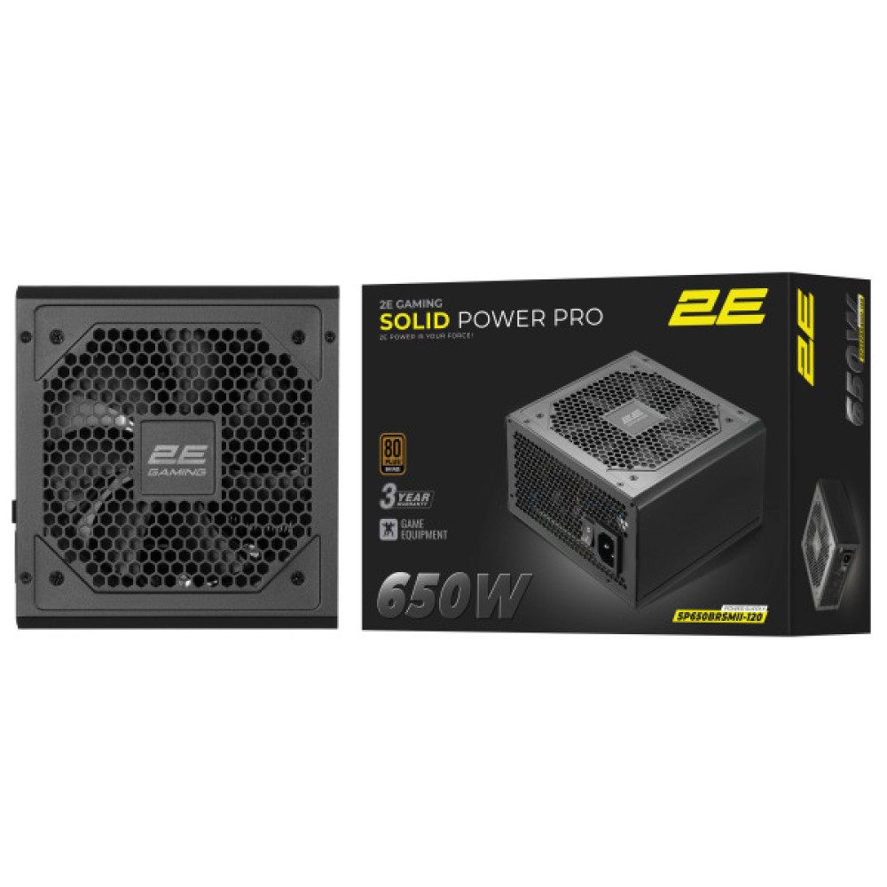 Блок живлення 2E GAMING Solid Power Pro ATX3.1 GEN5.0  (650W), >85%, 80+ Bronze, 120мм, 1xMB 24pin(20+4), 2xCPU 8pin(4+4), 3xMolex, 6xSATA, 4xPCIe 8pin(6+2), 1x12VHPWR, Semi Modular