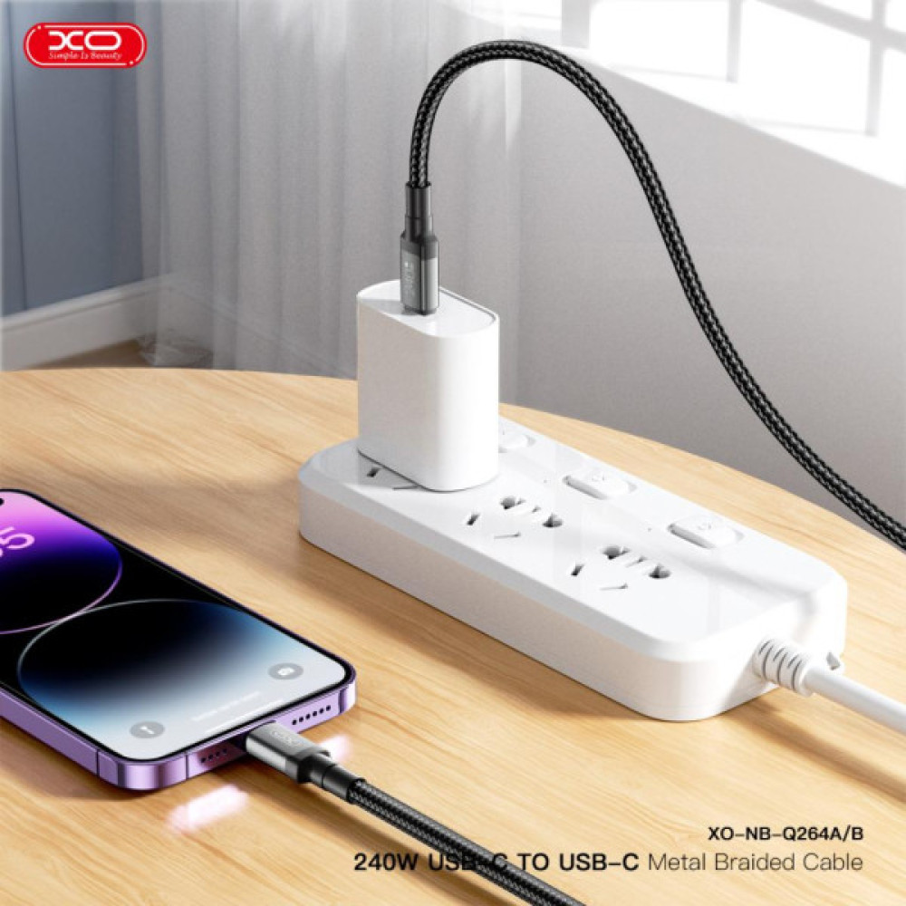 Дата кабель USB-C to USB-C 1.0m 240W black XO (NBQ264A_С_Black)