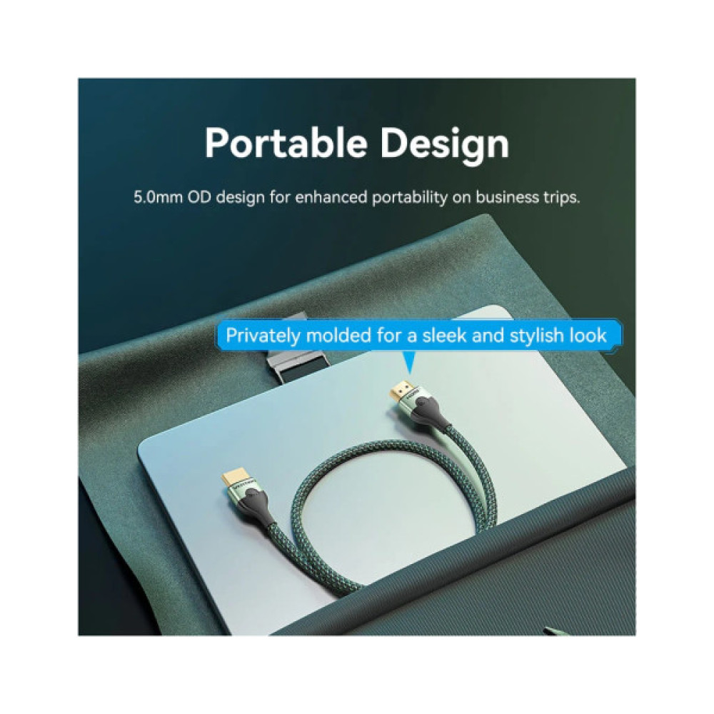 Кабель мультимедійний HDMI M to HDMI M 1.5m 8K ultra thin cotton braided green Vention (ALOGG)