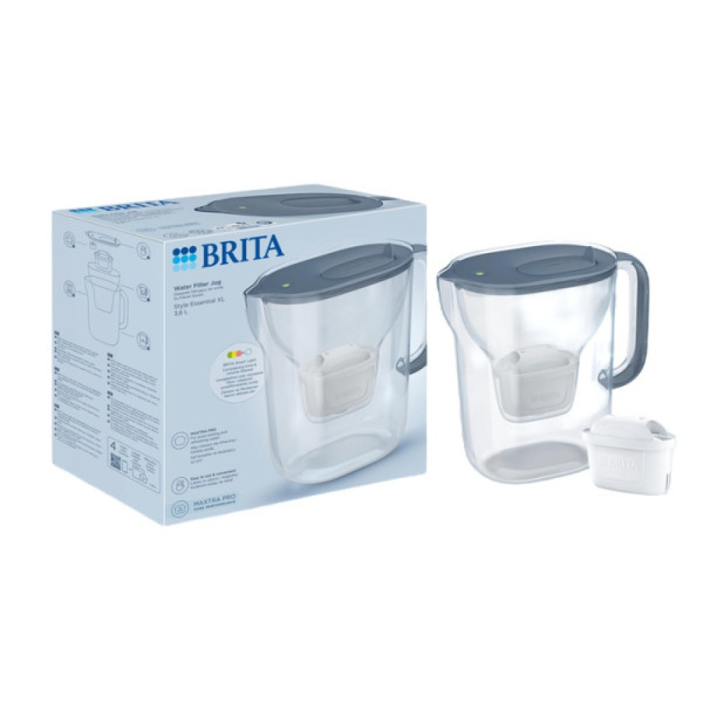 Фільтр-глечик Brita Style Essential XL MXPro 3.6л (2.3л очищеної води) з картриджем сіро-блакитний
