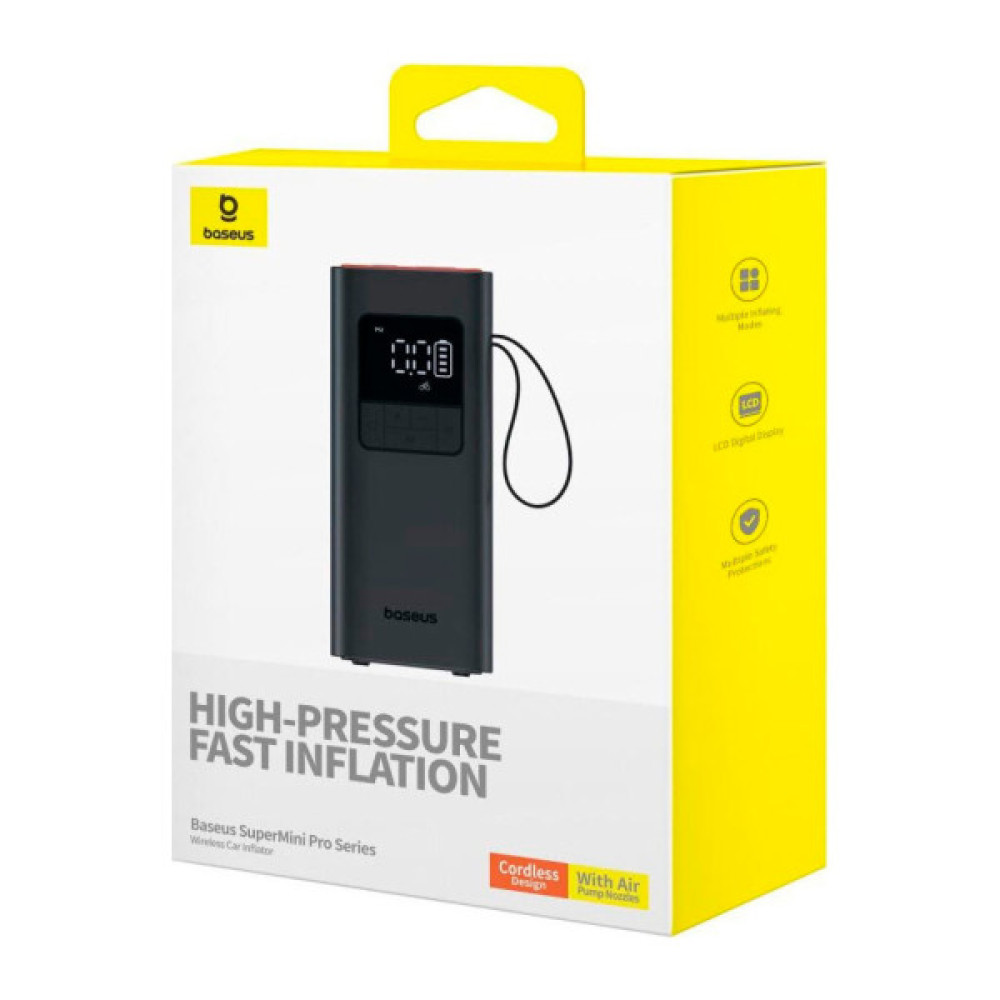 Автомобільний компресор Baseus SuperMini Pro Series Wireless Car Inflator Cluster Blac (C11159300111-00)