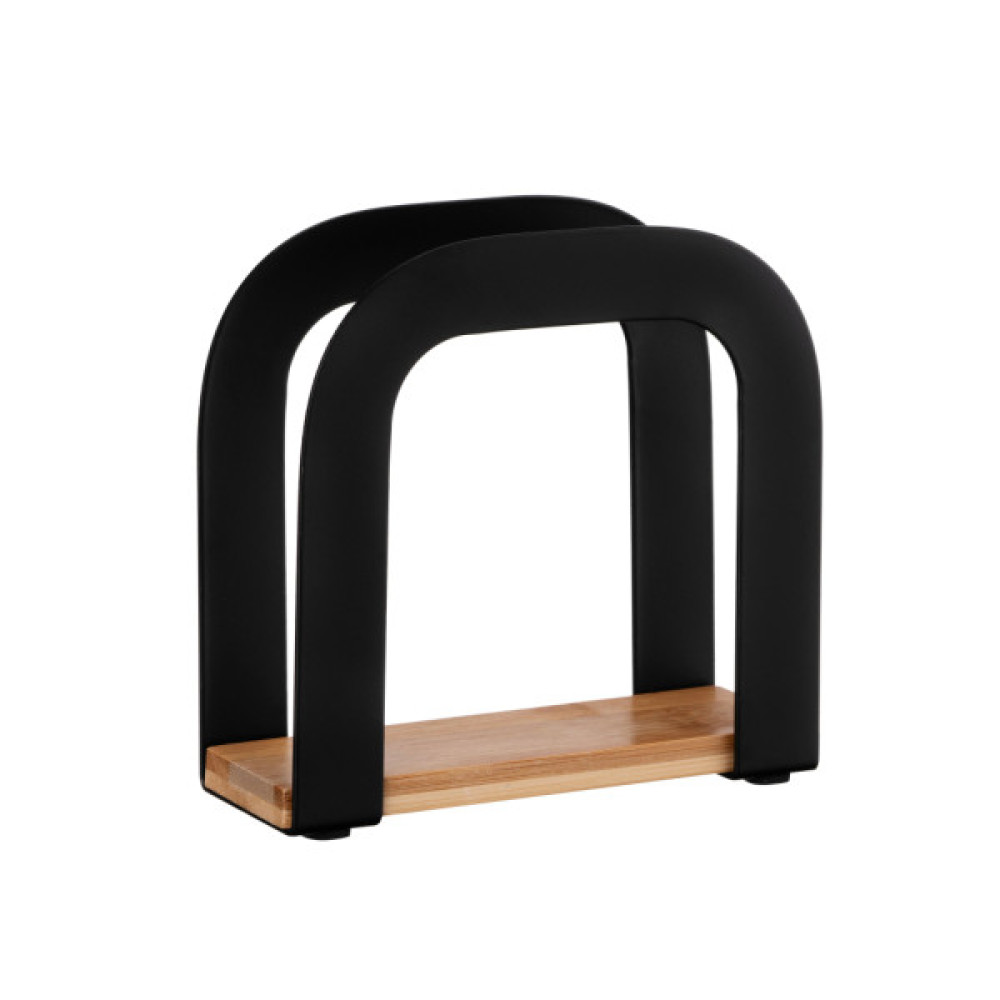 Серветниця Ardesto Midori 12х4.5х12см, метал, бамбук, чорна (AR0911BB)