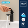 Змішувач для раковини Grohe QuickFix Dice Black S-розміру, довж. виливу - 106мм, неповоротний, 1 важіль, чорний матовий
