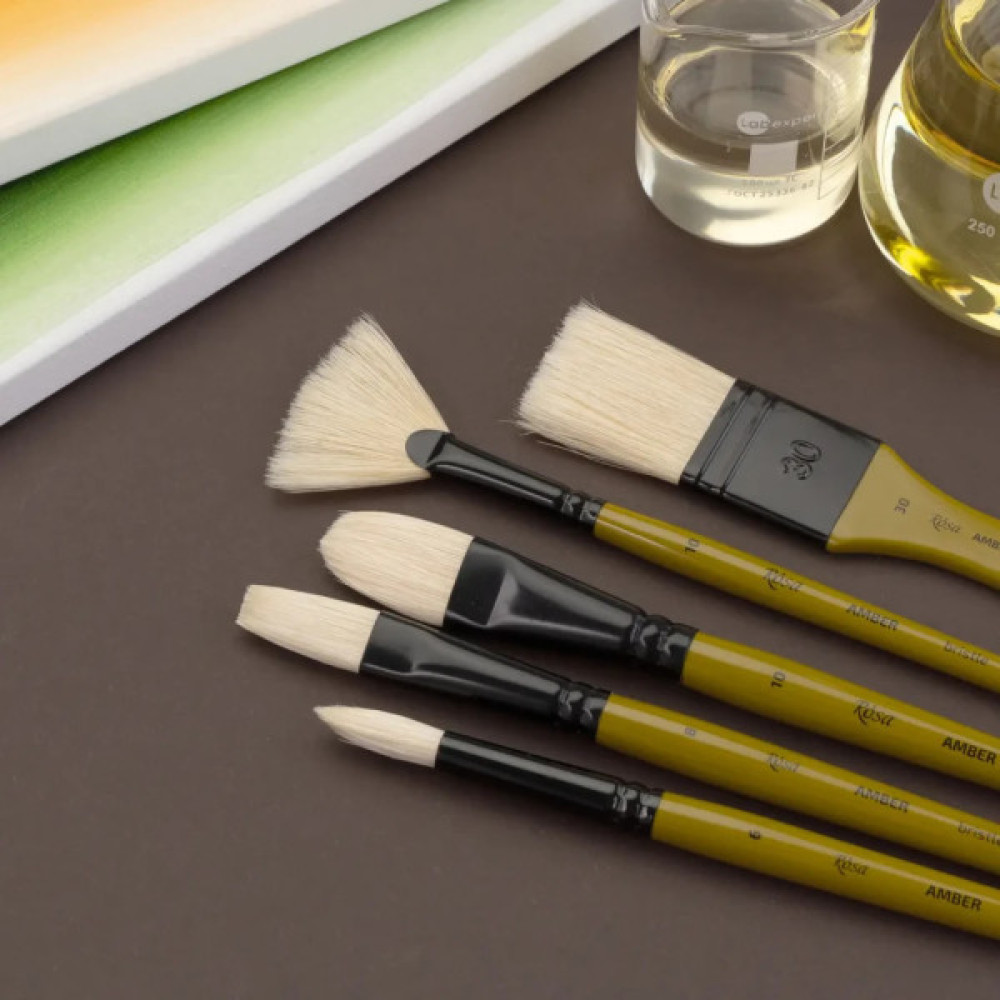 Пензлик для малювання Rosa Щетина кругла, AMBER 2306R, №4 (4823098533283)