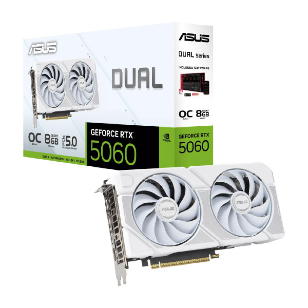 Відеокарта ASUS GeForce RTX 5060 8GB GDDR7 OC DUAL-RTX5060-O8G-WHITE білий