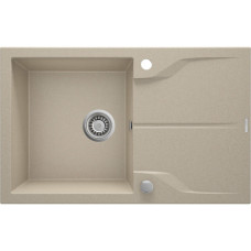 Мийка кухонна Deante Andante, граніт, прямокутник, з крилом, 780х490х194мм, чаша - 1, накладна, пісок