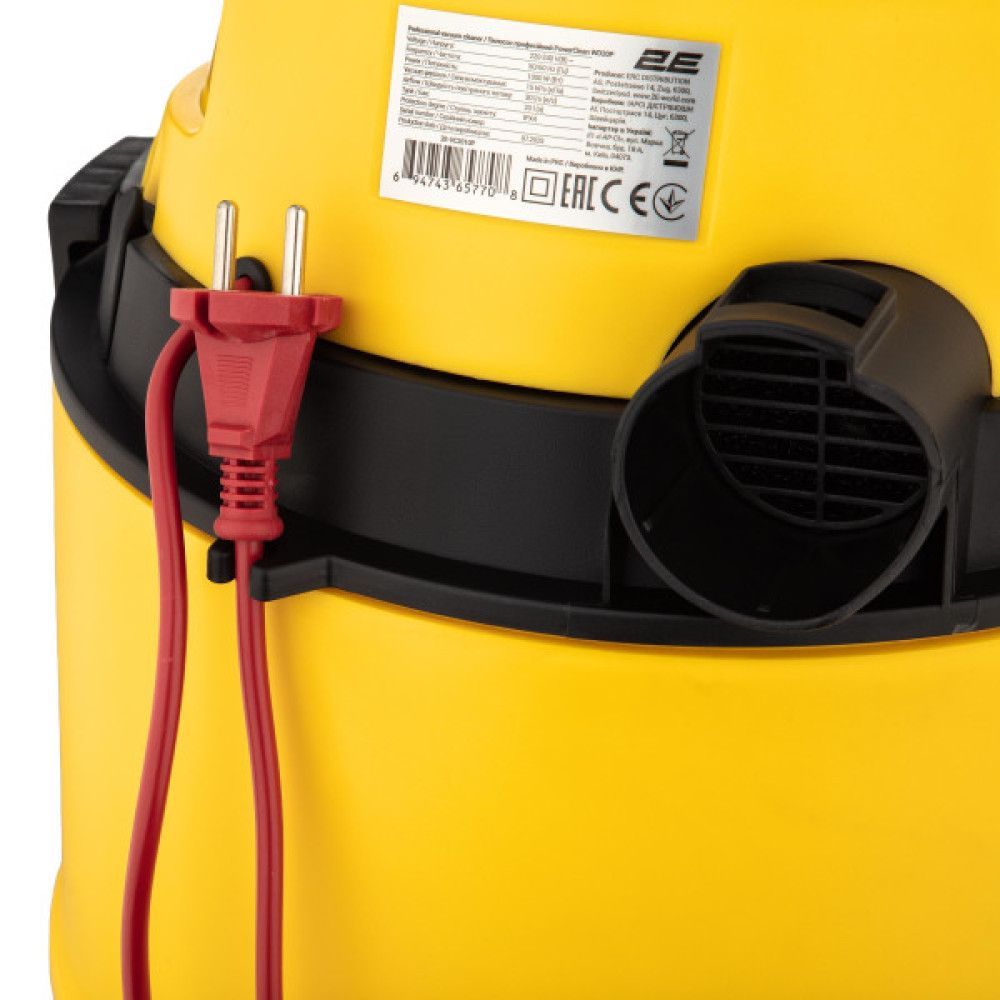 Пилосос професійний 2E PowerClean 20P 1000Вт 15кПа контейнер 20л вологе/сухе прибирання функція повітродувки IPX4 4.8кг