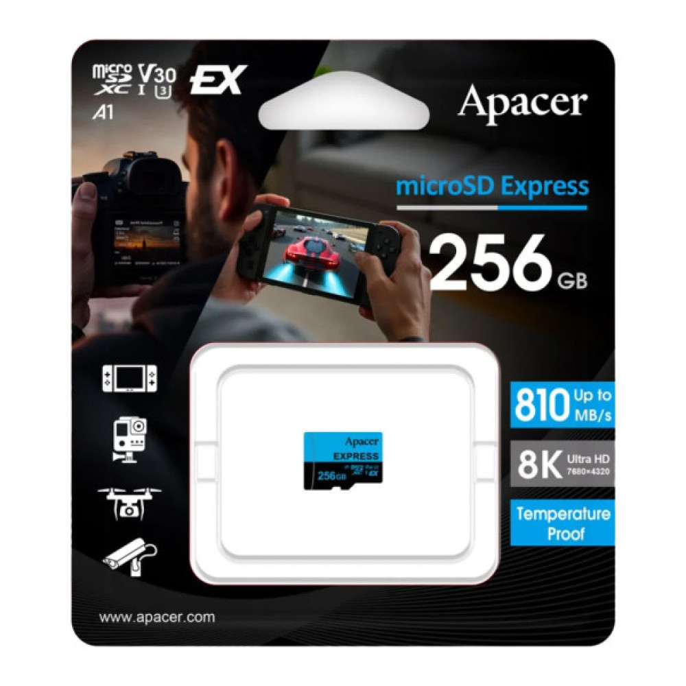 Карта пам'яті Apacer 256GB microSDXC class 10 UHS-I U3 V30 A1 Express (AP256GMCEXG3X17-RA)