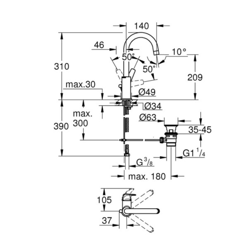 Змішувач Grohe Start Flow L-Size (23811000)