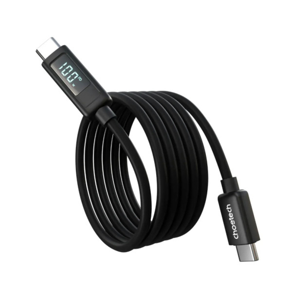 Дата кабель USB-C to USB-C 1.8m PD100W digital display silicone Choetech (XCC-1063)