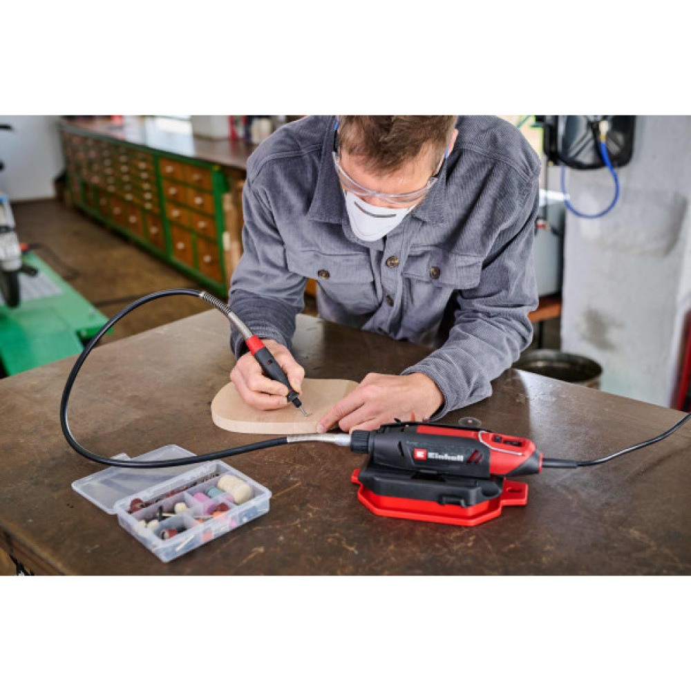 Шліфувально-гравірувальний пристрій Einhell TC-MT 150E 150Вт 10000-35000об/хв гнучкий вал, набір насадок 0.56кг