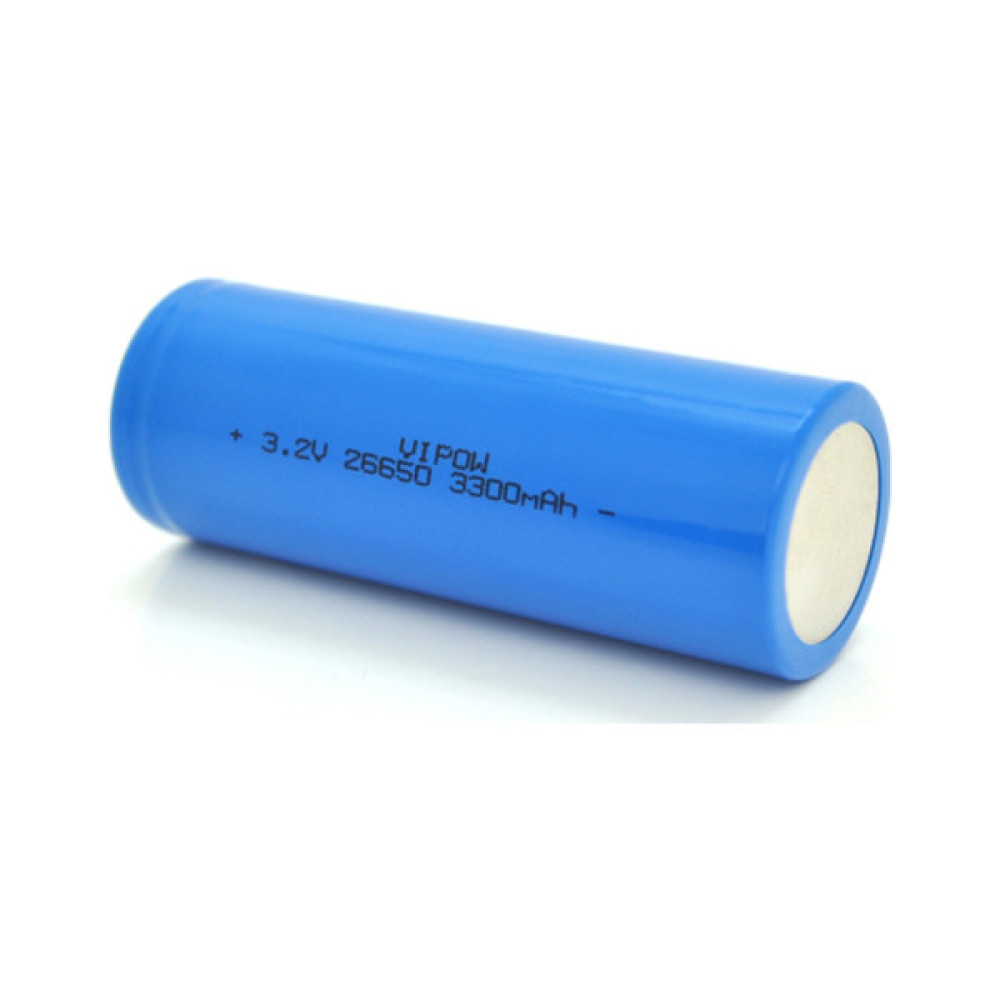 Акумулятор 26650 3300mAh, LiFePO4, FlatTop, 3.2V, Blue Vipow (IFR26650-3300mAhFT / 31075)