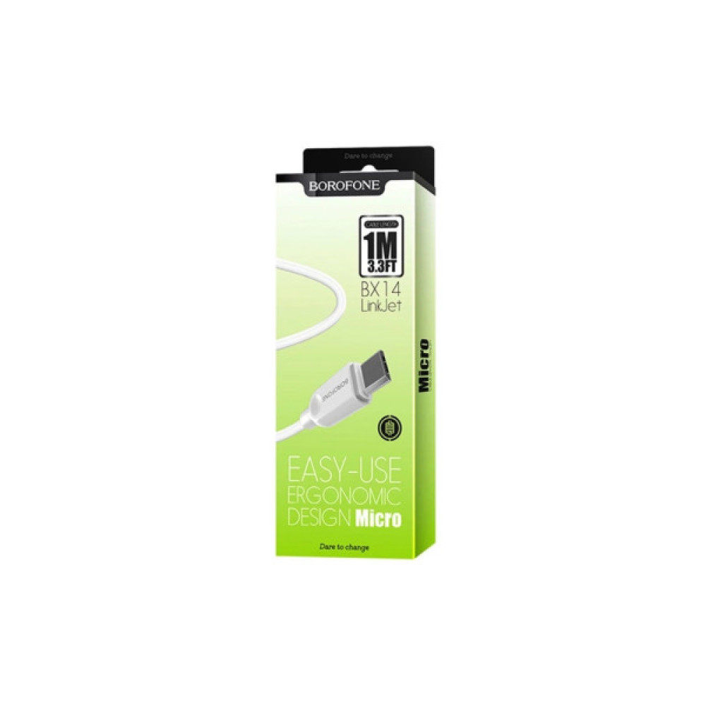 Дата кабель USB 2.0 AM to Micro 5P 1.0m 2.4A BX14 white BOROFONE (6957531089988)