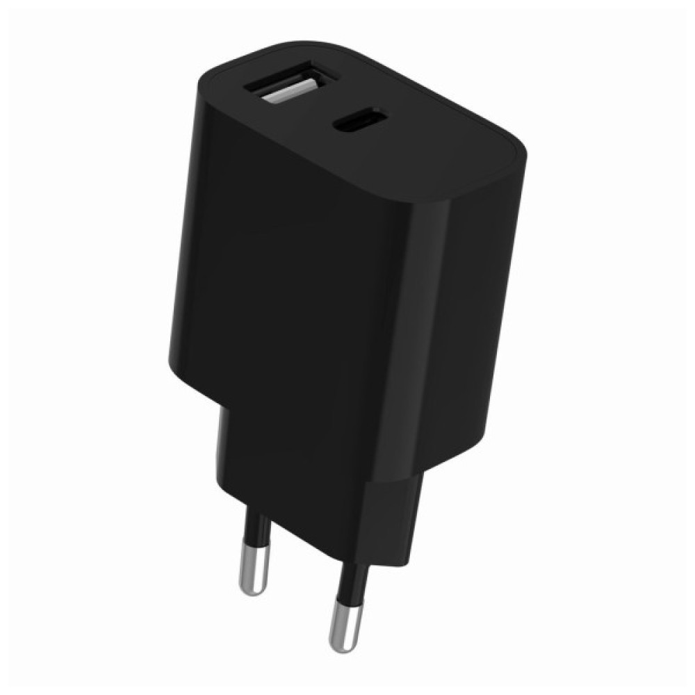 Зарядний пристрій Gembird 1xUSB-C + 1xUSB 12W black (TA-UC-2AC12-01-BK)