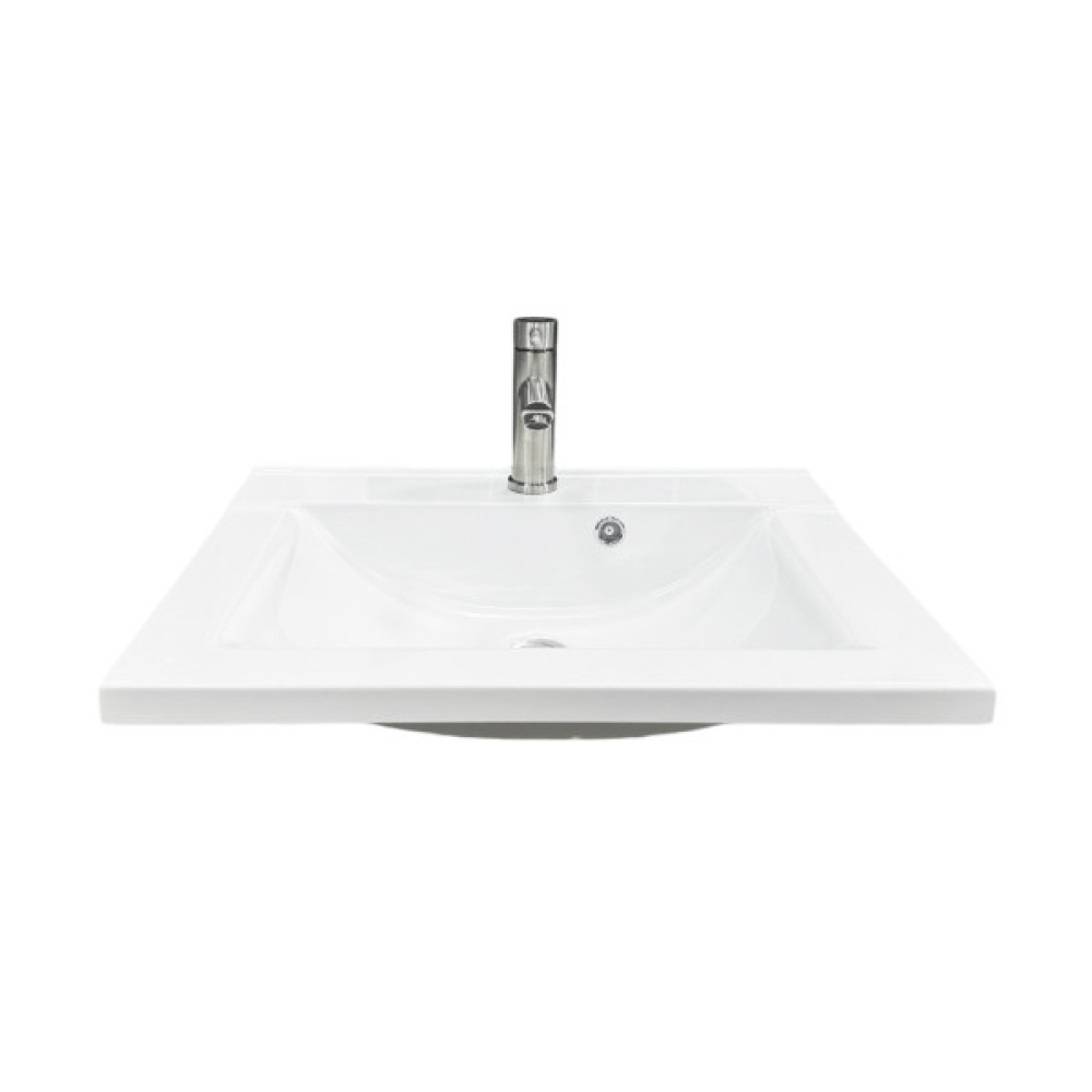 Набір для ванної кімнати, раковина, умивальник Adamant QUANTO 60, штучний камінь, прямокут., з сифоном Click-Clack + змішувач