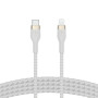Кабель USB-C > Lightning заряджання/синхронізації Belkin 1м, Type-C, плетений, силіконовий, з ремінцем на магніті, білий