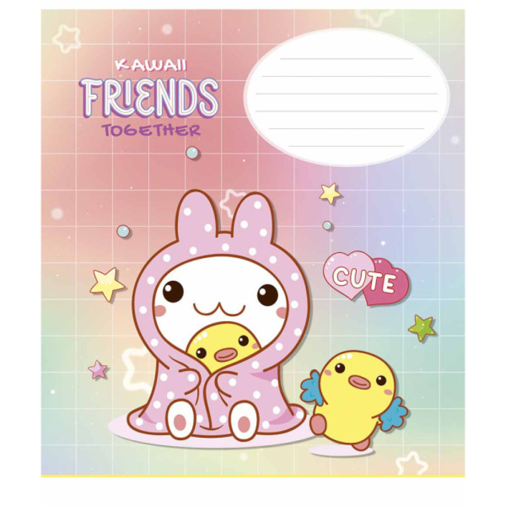 Зошит Школярик Kawaii Friends 12 аркушів коса лінія (012-3422C)