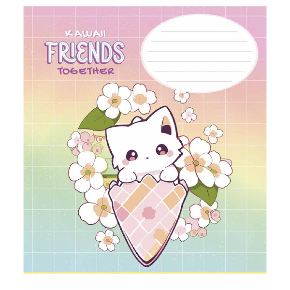 Зошит Школярик Kawaii Friends 12 аркушів коса лінія (012-3422C)