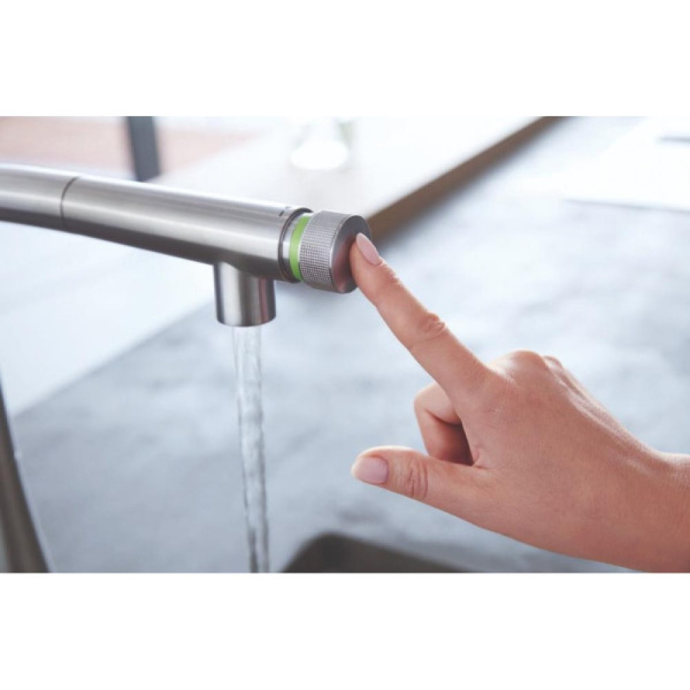 Змішувач для кухні Grohe Vento Smart Control, довж.виливу - 199мм, поворотний/витяжний, вентиль/кнопка, хром