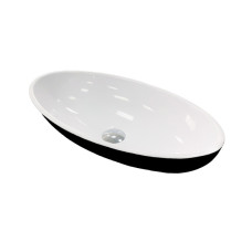 Раковина, умивальник Adamant ANDERE NEW, штучний камінь, овальна, без отвору для змішувача та переливу, 590х295х130мм, накладний, чорно-білий