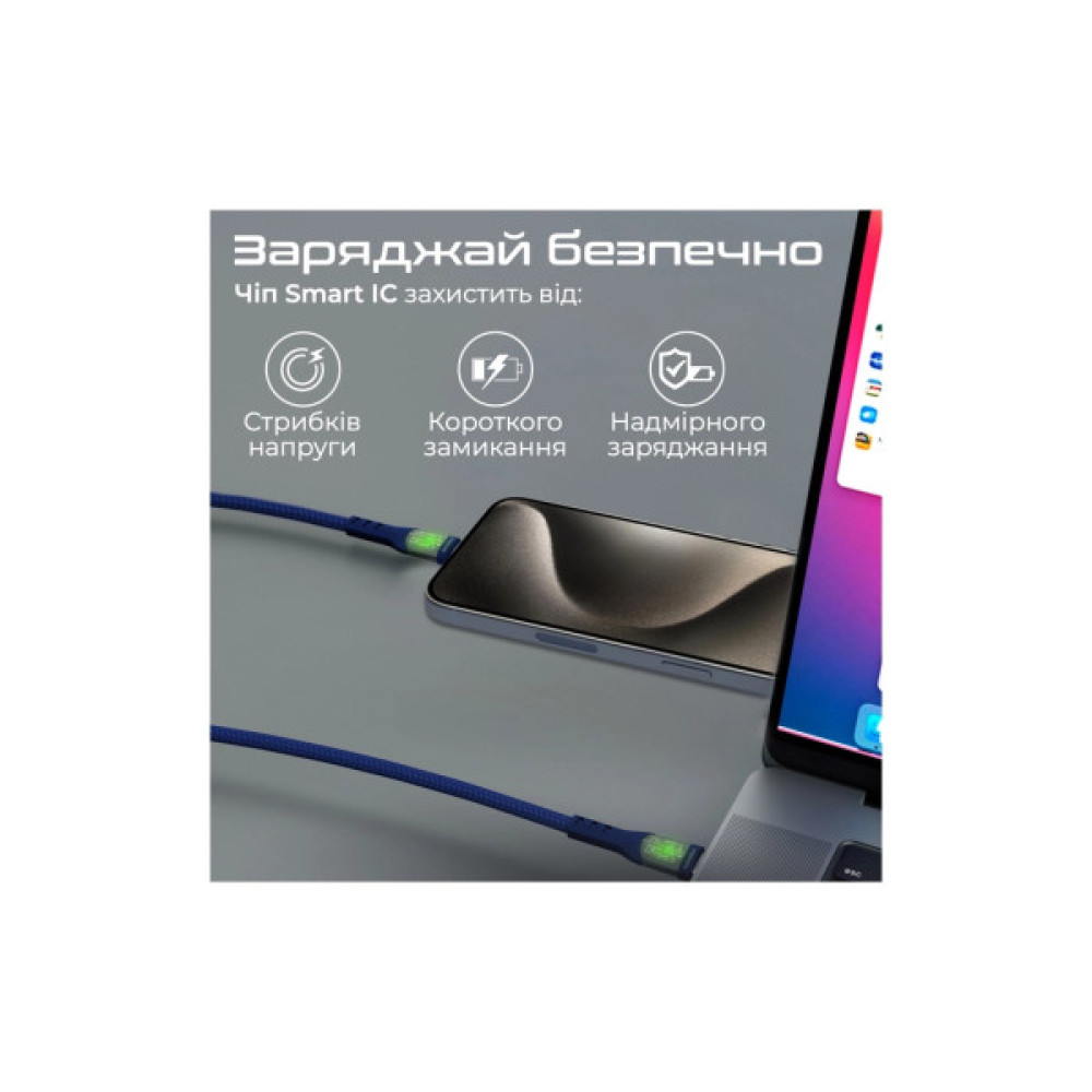 Дата кабель USB-C to USB-C 2.0m Promate (transline-cc200.navy)