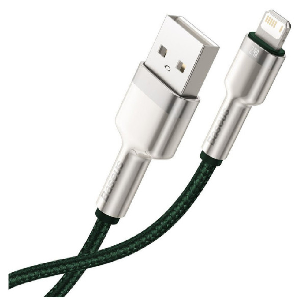 Дата кабель USB 2.0 AM to Lightning 2.0m 2.4A metal green Baseus (CALJK-B06)