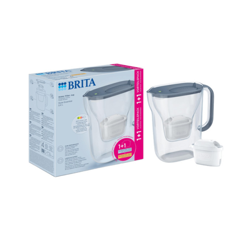 Фільтр-глечик Brita Style Essential MXPro 2.4л (1.4л очищеної води) + 2 картриджа сіро-блакитний