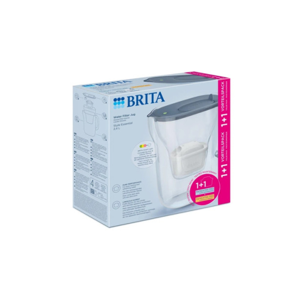 Фільтр-глечик Brita Style Essential MXPro 2.4л (1.4л очищеної води) + 2 картриджа сіро-блакитний