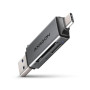 Зчитувач флеш-карт AXAGON USB-C + USB-A to SD/microSD 5Gbps gray (CRE-DAC)