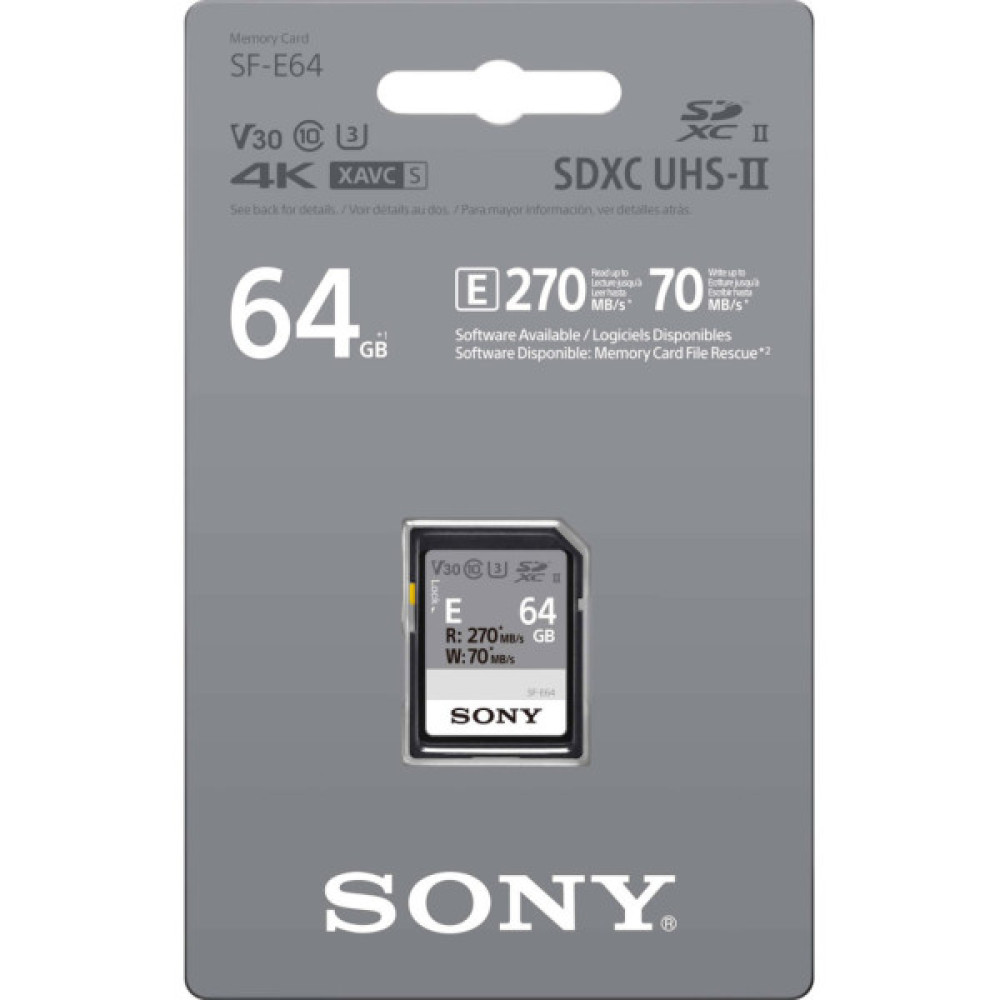 Карта пам'яті Sony 64GB SDXC class 10 UHS-II U3 V30 (SFE64A.ET4)