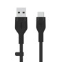 Кабель Belkin USB-A > USB-C заряджання/синхронізації 15Вт, 3м, силіконовий з кліпсою, чорний