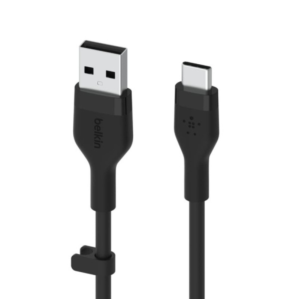 Кабель Belkin USB-A > USB-C заряджання/синхронізації 15Вт, 3м, силіконовий з кліпсою, чорний