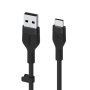 Кабель Belkin USB-A > USB-C заряджання/синхронізації 15Вт, 3м, силіконовий з кліпсою, чорний