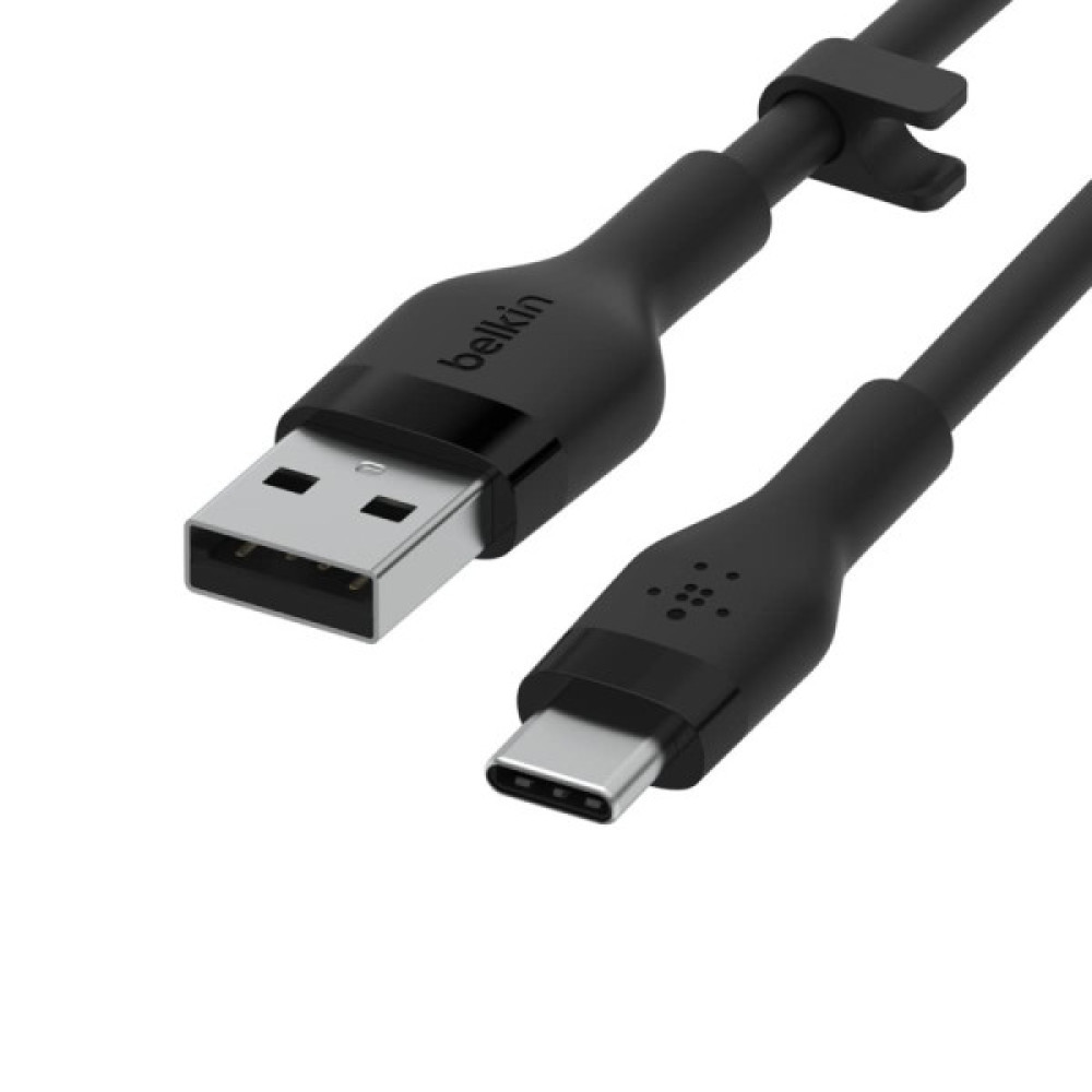 Кабель Belkin USB-A > USB-C заряджання/синхронізації 15Вт, 3м, силіконовий з кліпсою, чорний