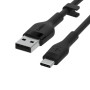 Кабель Belkin USB-A > USB-C заряджання/синхронізації 15Вт, 3м, силіконовий з кліпсою, чорний