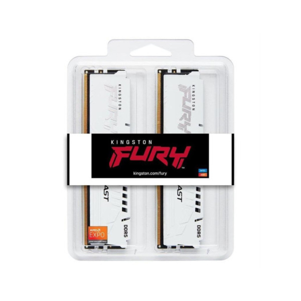 Модуль пам'яті для комп'ютера DDR5 32GB (2x16GB) 6000 MHz Beast White Kingston Fury (ex.HyperX) (KF560C36BWE2K2-32)