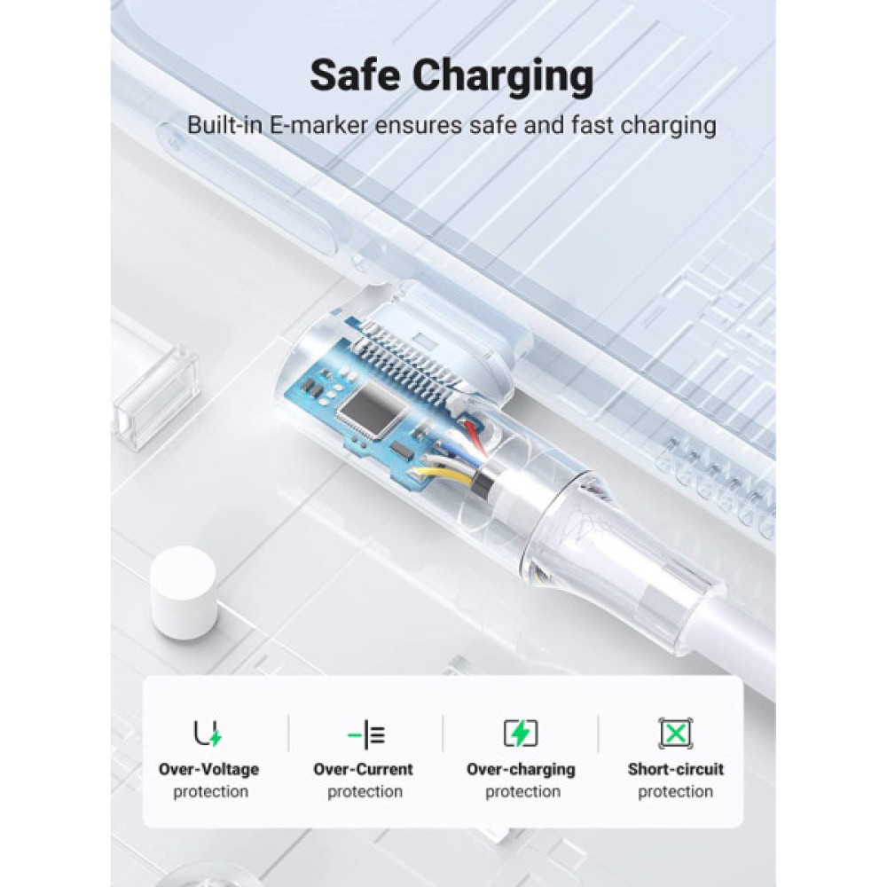 Дата кабель USB-C to USB-C 1.0m 100W (20V/5A) 90° corner braided black Ugreen (70696)