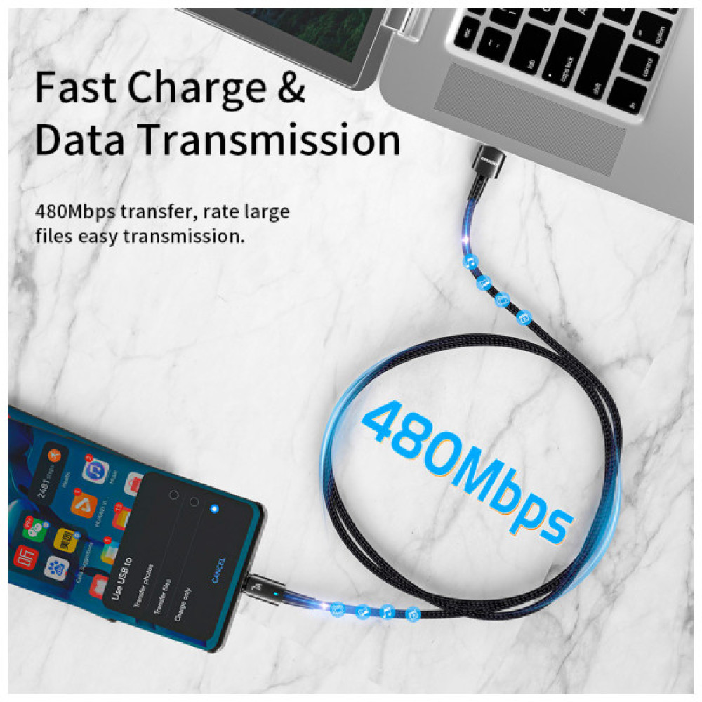 Дата кабель USB 2.0 AM to USB-C 1.0m 100W black Essager (EXC7A-CG01-P)