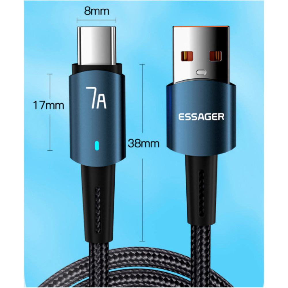 Дата кабель USB 2.0 AM to USB-C 1.0m 100W black Essager (EXC7A-CG01-P)
