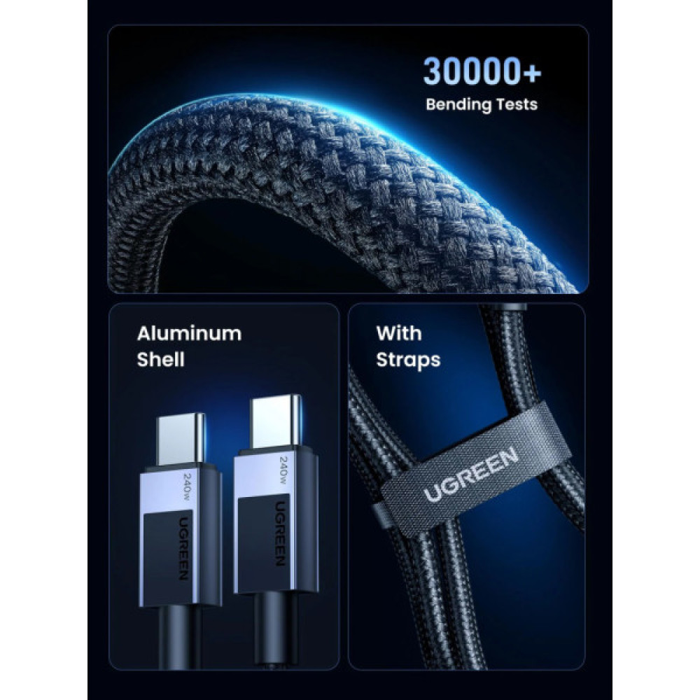 Дата кабель USB-C to USB-C 2.0m PD3.1 240W L513 gray Ugreen (45068)