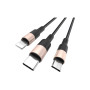 Дата кабель USB 2.0 AM to Lightning + USB-C + Micro 5P 1.0m 2A nylon X26 black+gold HOCO (6957531080275)