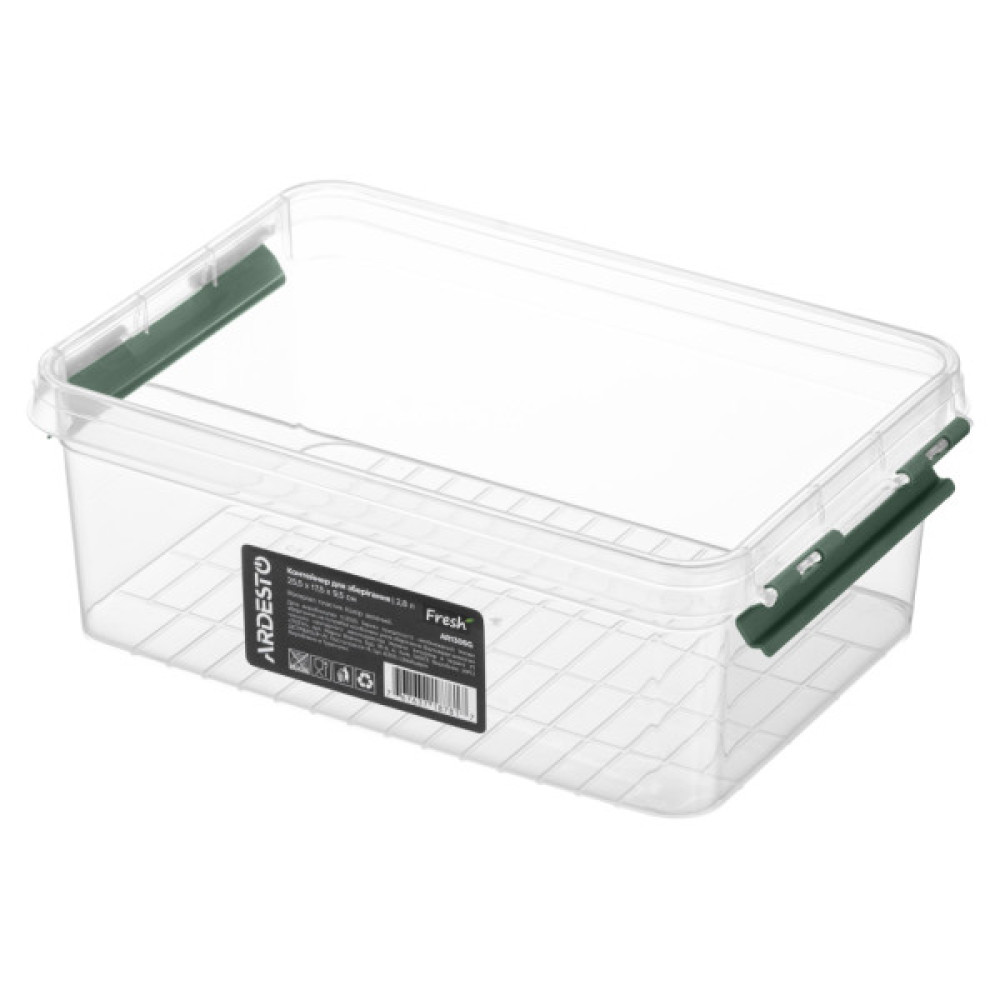 Харчовий контейнер Ardesto Fresh 2.8л, пластик, прямокутна, зелений (AR1306G)