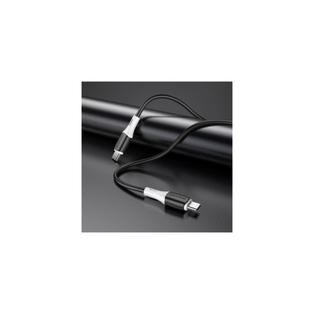 Дата кабель USB-C to USB-C 1.0m 3A 60W silicone black BOROFONE (6974443384802)