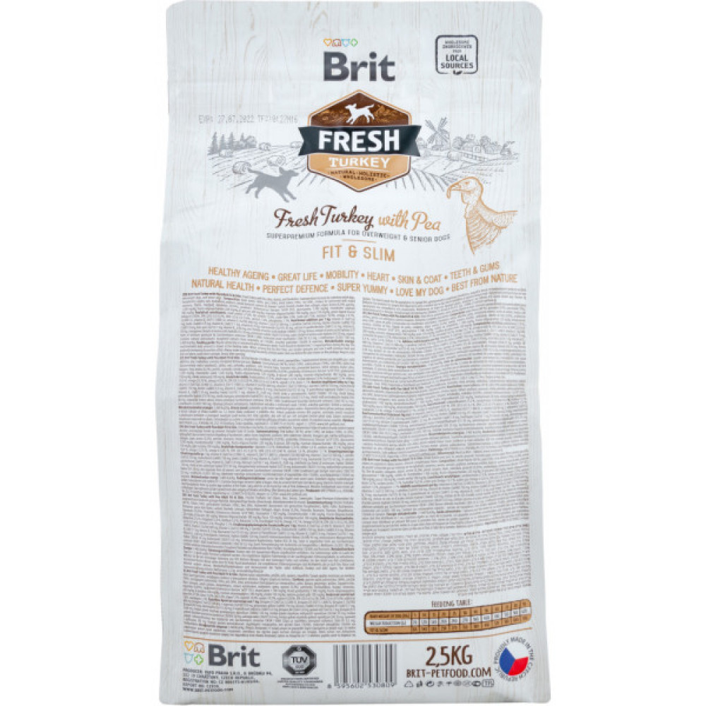 Сухий корм для собак Brit Fresh Turkey/Pea Light Fit and Slim Adult 2.5 кг (8595602530809)
