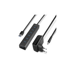 Концентратор AXAGON USB 3.1 to 7xUSB 3.0 + power adapter black (HUE-SA7BP) Концентратор AXAGON USB 3.1 to 7xUSB 3.0 + power adapter black (HUE-SA7BP)